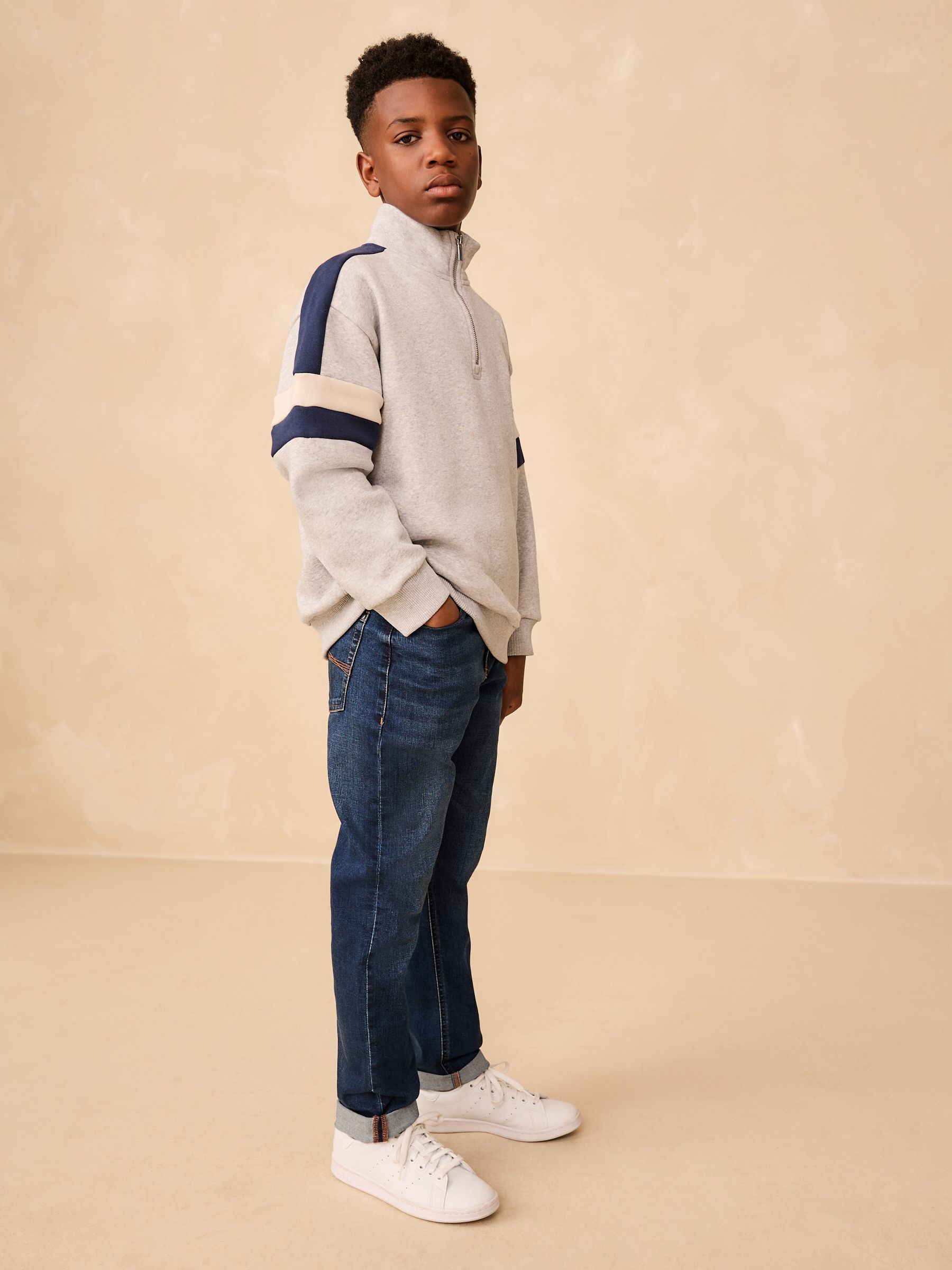 Buy Grey - Colourblock Funnel Neck Sweatshirt (3-16yrs) from Next