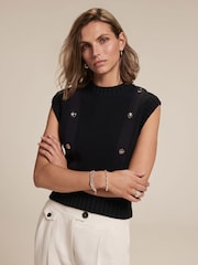 Mint Velvet Blue Sleeveless Knit Top - Image 1 of 8