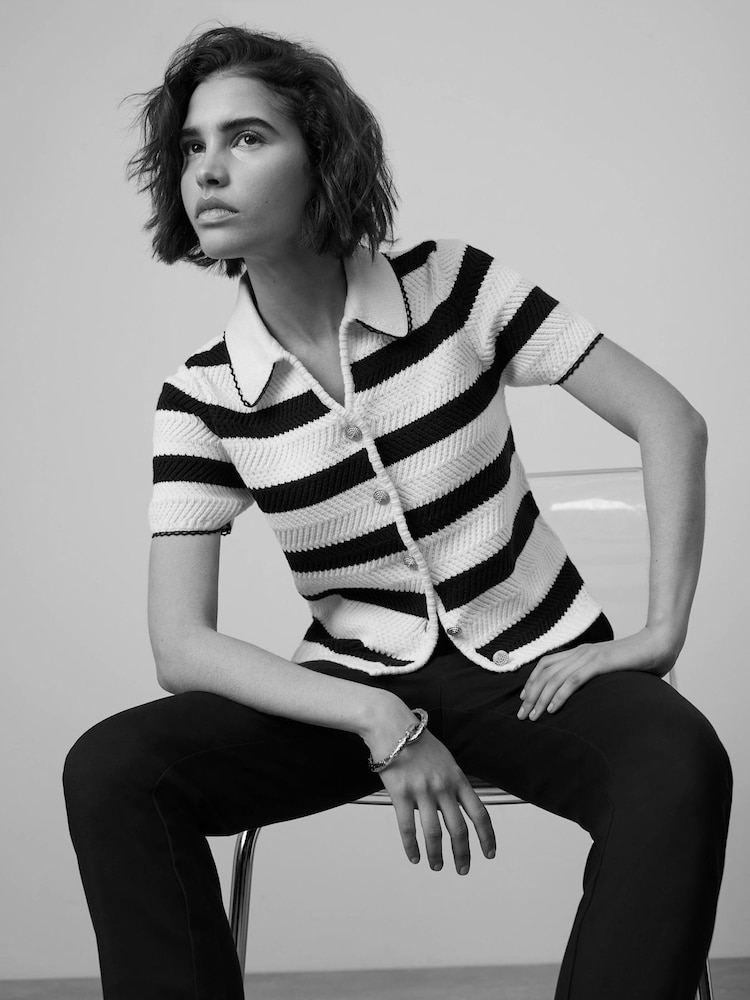 Mint Velvet Blue Striped Knit Top - Image 2 of 6