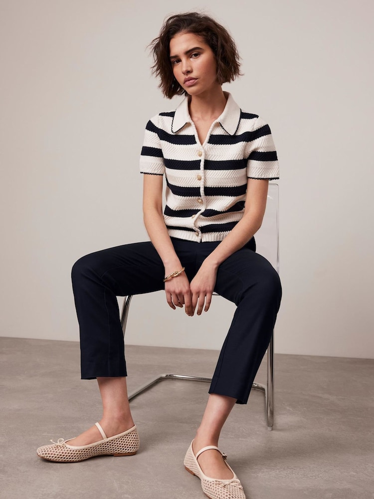Mint Velvet Blue Striped Knit Top - Image 3 of 6