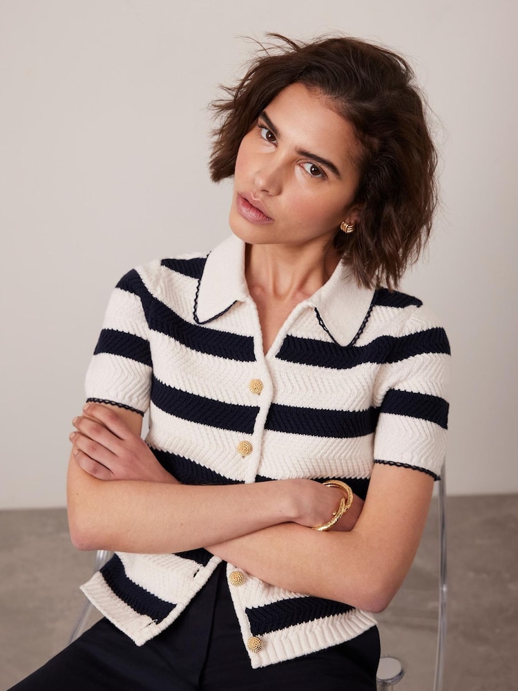 Mint Velvet Blue Striped Knit Top - Image 4 of 6