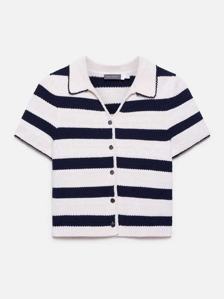Mint Velvet Blue Striped Knit Top - Image 5 of 6