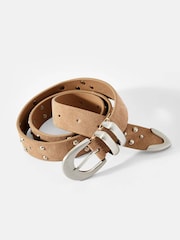 Mint Velvet Brown Studded Suede Waist Belt - Image 2 of 4