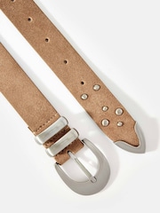 Mint Velvet Brown Studded Suede Waist Belt - Image 3 of 4