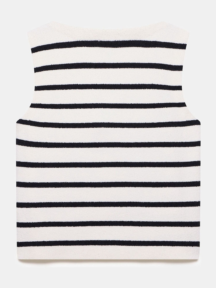 Mint Velvet White Blend Striped Knit Waistcoat - Image 6 of 6