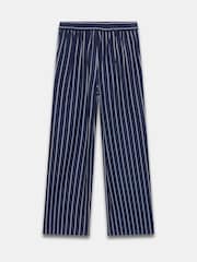 Mint Velvet Blue 100% Linen Striped Wide Trousers - Image 7 of 7