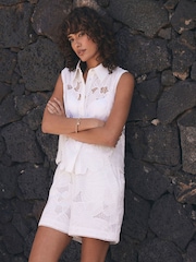 Mint Velvet Floral Lace 100% Cotton Shorts - Imagen 4 de 8