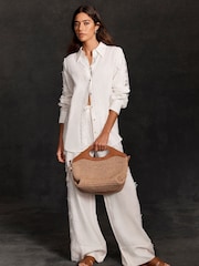 Mint Velvet White 100% Linen Lace Trim Shirt - Image 4 of 9