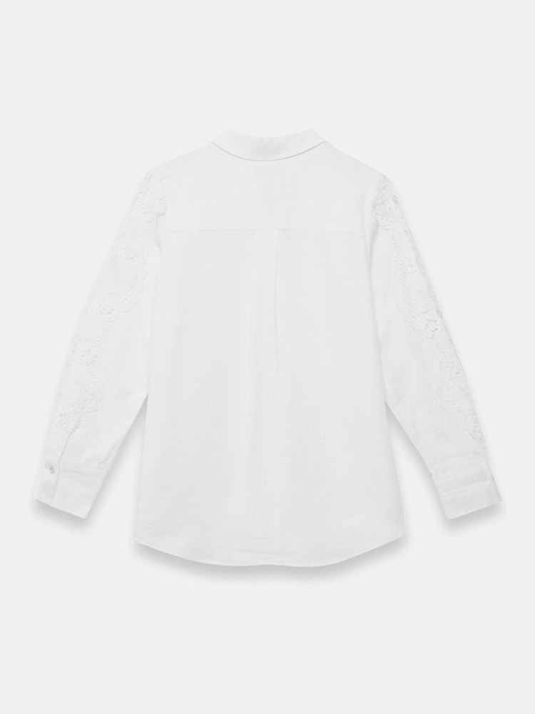 Mint Velvet White 100% Linen Lace Trim Shirt - Image 8 of 9