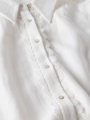 Mint Velvet White 100% Linen Lace Trim Shirt - Image 9 of 9