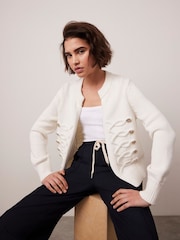 Mint Velvet White Military Knit Jacket - Image 1 of 7