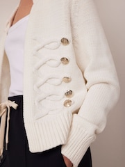 Mint Velvet White Military Knit Jacket - Image 3 of 7