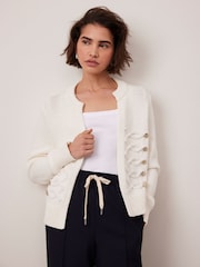 Mint Velvet White Military Knit Jacket - Image 5 of 7