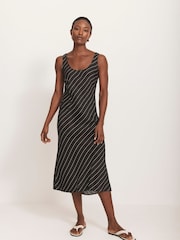 Mint Velvet Black Striped Midi Dress - Image 1 of 8