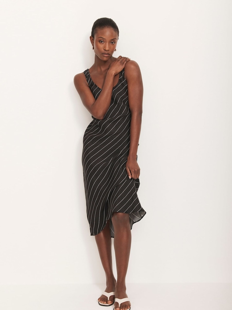 Mint Velvet Black Striped Midi Dress - Image 2 of 8