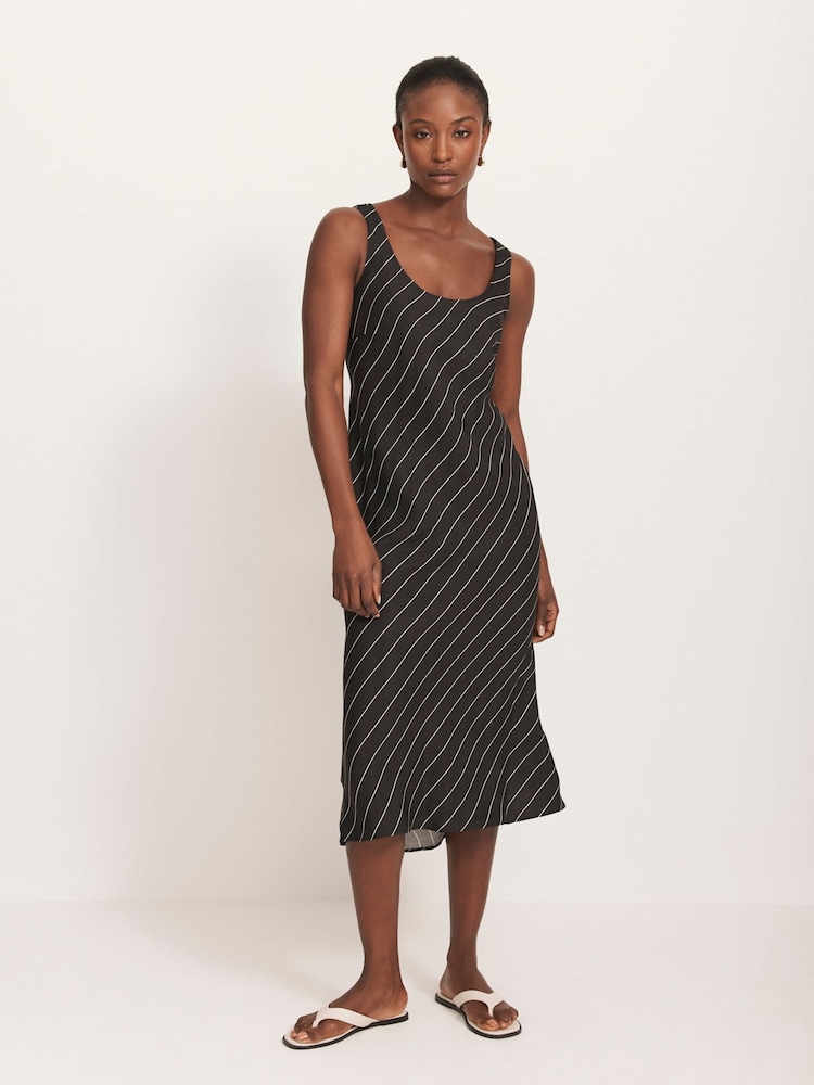 Mint Velvet Black Striped Midi Dress - Image 3 of 8