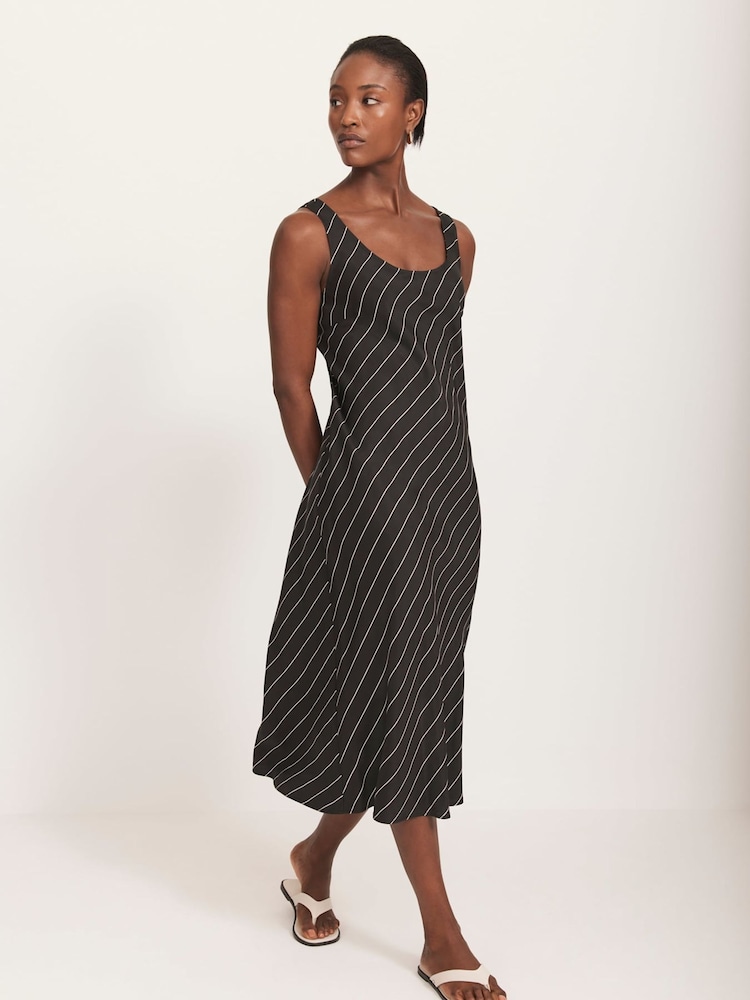 Mint Velvet Black Striped Midi Dress - Image 5 of 8