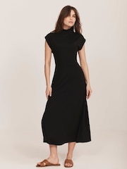 Mint Velvet Black Jersey High Neck Maxi Dress - Image 1 of 9