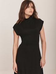Mint Velvet Black Jersey High Neck Maxi Dress - Image 3 of 9