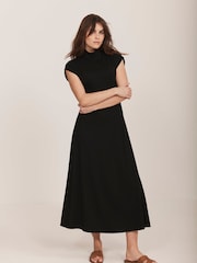 Mint Velvet Black Jersey High Neck Maxi Dress - Image 5 of 9