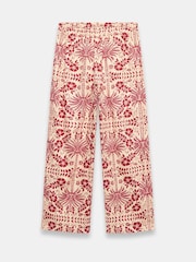 Mint Velvet Red Floral Print Wide 100% Cotton Trousers - Image 7 of 7
