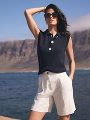Mint Velvet Blue Knit Tank Top - Image 3 of 8