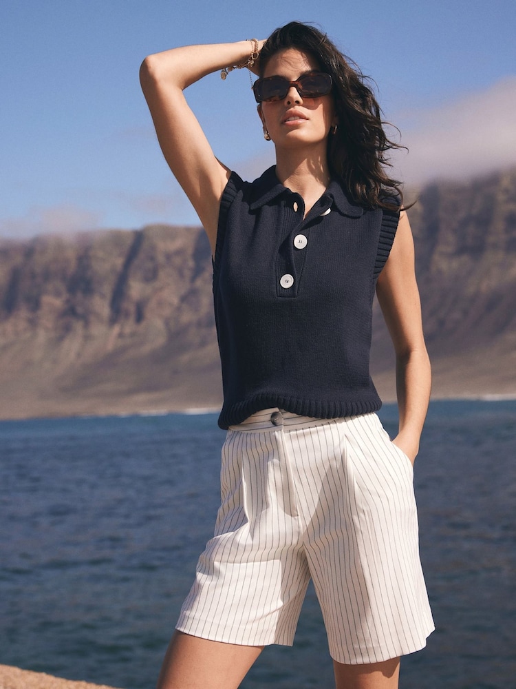 Mint Velvet Blue Knit Tank Top - Image 3 of 8
