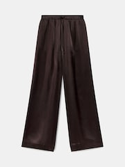 Mint Velvet Brown Satin Wide Trousers - Image 7 of 8