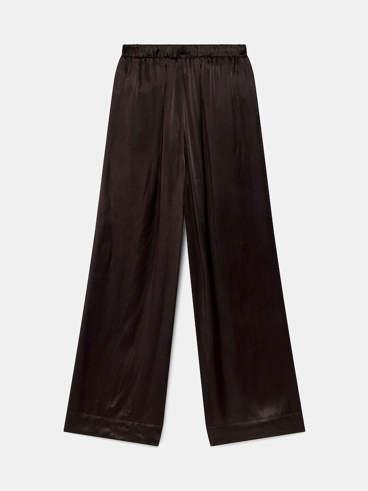 Mint Velvet Brown Satin Wide Trousers - Image 8 of 8 Mint Velvet Brown Satin Wide Trousers - Image 8 of 8