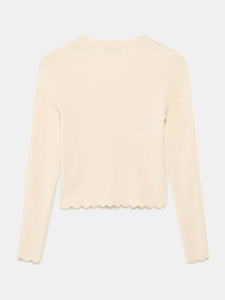Mint Velvet Yellow Scallop Trim Ribbed Cardigan - Image 7 of 7