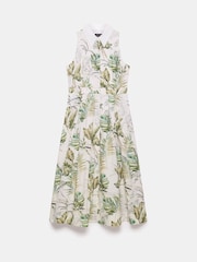 Mint Velvet Green Palm Print 100% Cotton Midi Shirt Dress - Image 7 of 8