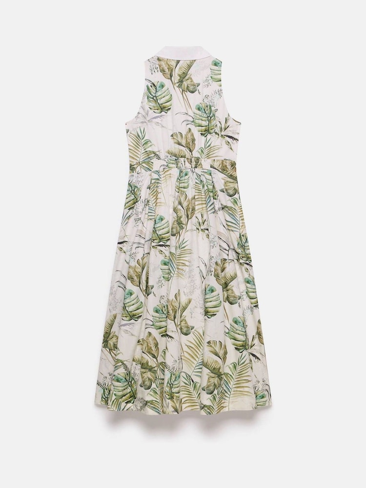 Mint Velvet Green Palm Print 100% Cotton Midi Shirt Dress - Image 8 of 8