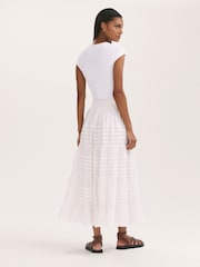 Finery White Imani Cotton Voile Tiered Midi Skirt - Image 4 of 4