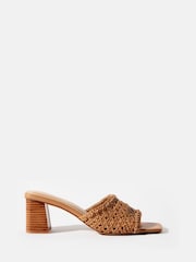 Mint Velvet Brown Jay Woven Block Heel Mules - Image 2 of 5