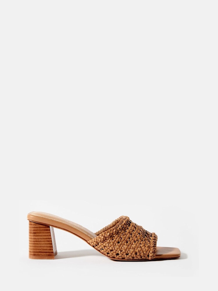 Mint Velvet Brown Jay Woven Block Heel Mules - Image 2 of 5