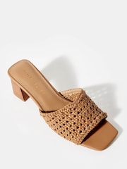 Mint Velvet Brown Jay Woven Block Heel Mules - Image 4 of 5
