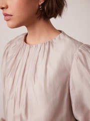 Mint Velvet Cream Sheer Puff Sleeve Blouse - Image 4 of 8