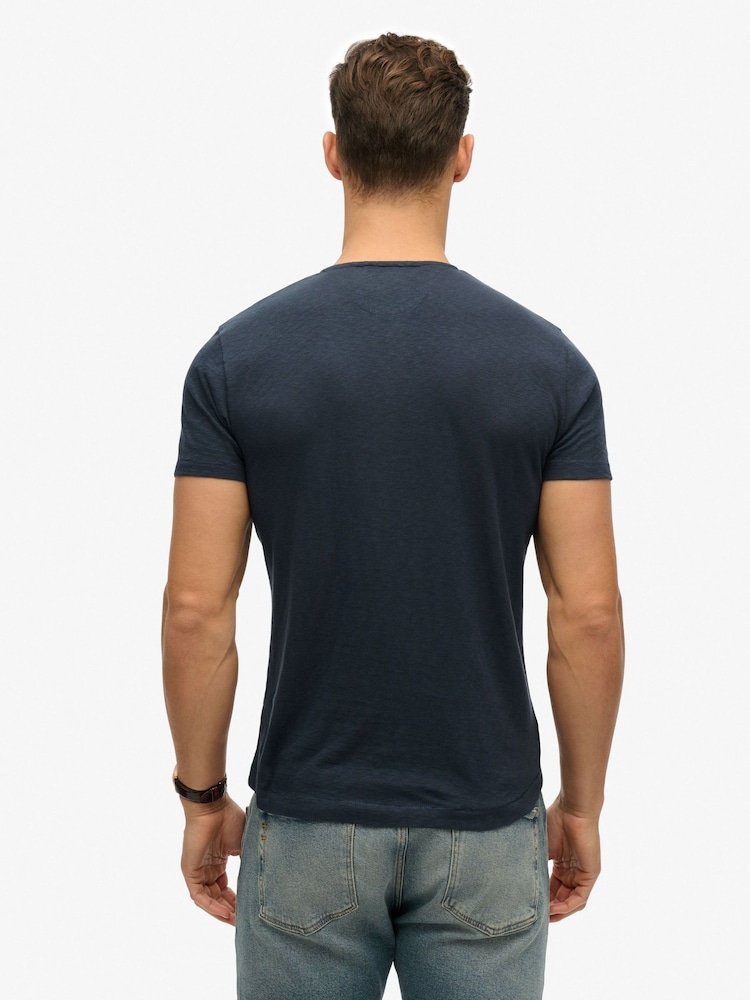 Superdry Blue The Merchant Store Short Sleeve Grandad 100% Cotton T-Shirt - Image 2 of 2