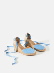 Mint Velvet Blue Pink Espadrille Tie Wedges - Image 3 of 5