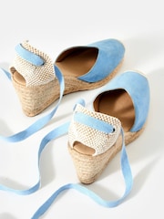 Mint Velvet Blue Pink Espadrille Tie Wedges - Image 4 of 5