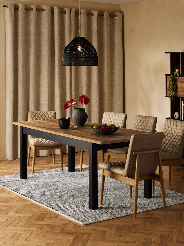 Dark Oak Effect Brown Bronx 6 to 10 Extending Dining Table - Image 2 of 10