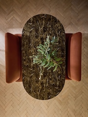 Orange Soft Velvet Rust Nomad 4 Seater Dining Table and Bench Set - Image 2 of 9