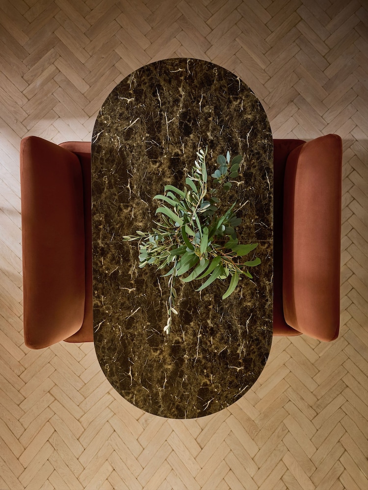 Orange Soft Velvet Rust Nomad 4 Seater Dining Table and Bench Set - Image 2 of 9