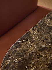 Orange Soft Velvet Rust Nomad 4 Seater Dining Table and Bench Set - Image 3 of 9