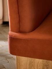 Orange Soft Velvet Rust Nomad 4 Seater Dining Table and Bench Set - Image 4 of 9