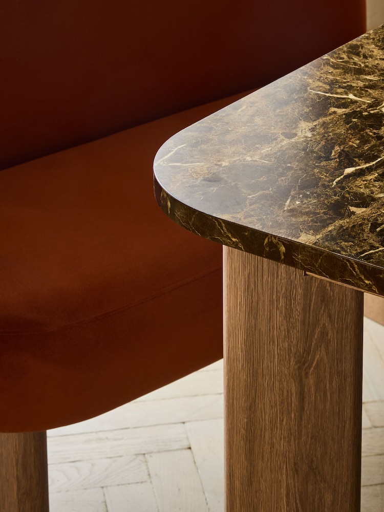 Orange Soft Velvet Rust Nomad 4 Seater Dining Table and Bench Set - Image 5 of 5