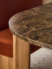 Orange Soft Velvet Rust Nomad 4 Seater Dining Table and Bench Set - Image 6 of 9