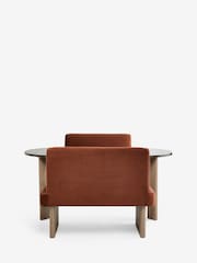 Orange Soft Velvet Rust Nomad 4 Seater Dining Table and Bench Set - Image 8 of 9