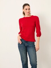 FatFace Leni Red Sparkle Stripe Top - Image 1 of 4