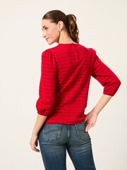 FatFace Leni Red Sparkle Stripe Top - Image 2 of 4